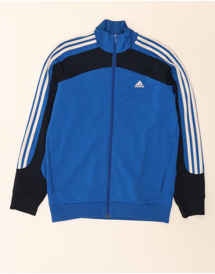 Adidas Boys Graphic Tracksuit Top Jacket 13-14 Years Blue Colourblock