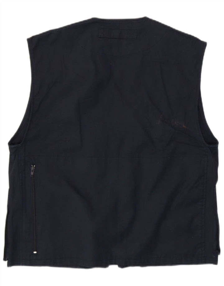 ISLA DE PIEDRA Mens Utility Gilet IT 46 Small Navy Blue Cotton
