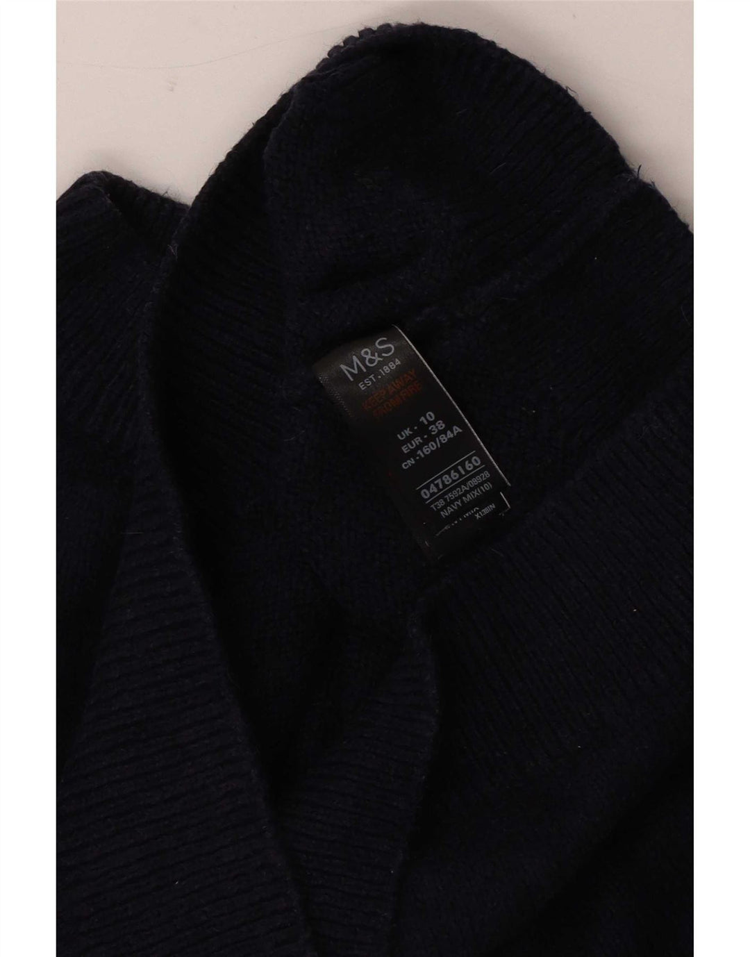 Marks & Spencer Womens Turtle Neck Jumper Sweater UK 10 Small Navy Blue