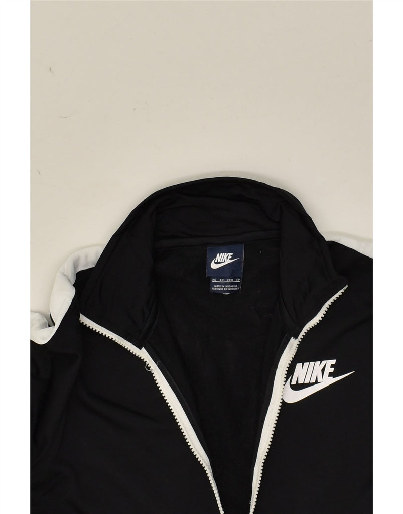 NIKE Mens Graphic Tracksuit Top Jacket XS Black Colourblock Polyester | Vintage Nike | Thrift | Second-Hand Nike | Used Clothing | Messina Hembry 