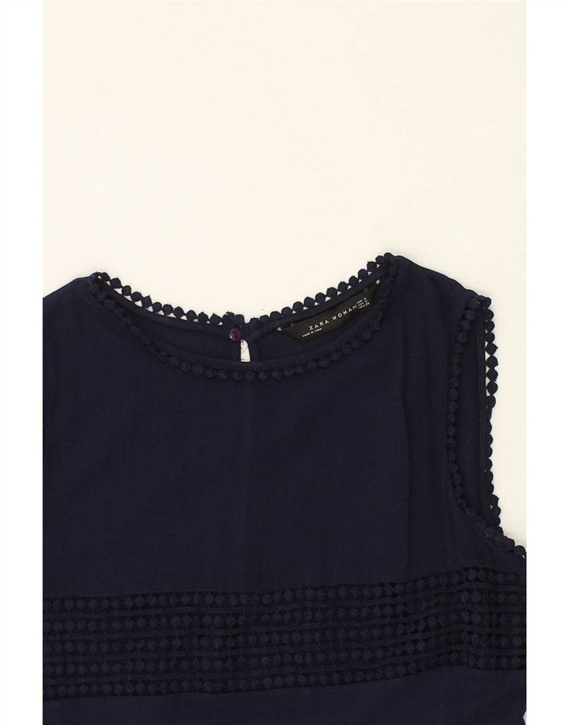ZARA Womens Basic Dress UK 8 Small Navy Blue Viscose | Vintage Zara | Thrift | Second-Hand Zara | Used Clothing | Messina Hembry 