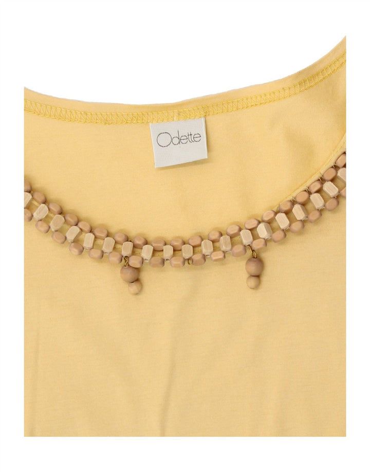 VINTAGE Womens T-Shirt Top UK 14 Medium Yellow Cotton Vintage Vintage and Second-Hand Vintage from Messina Hembry 