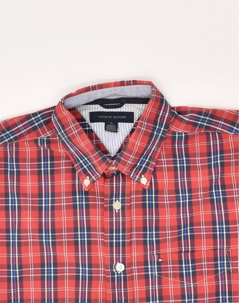 TOMMY HILFIGER Mens Short Sleeve Shirt Medium Red Check Cotton | Vintage Tommy Hilfiger | Thrift | Second-Hand Tommy Hilfiger | Used Clothing | Messina Hembry 