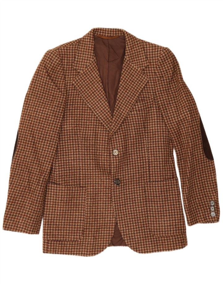Kemitch Mens 2 Button Blazer Jacket EU 46 Small Brown Houndstooth