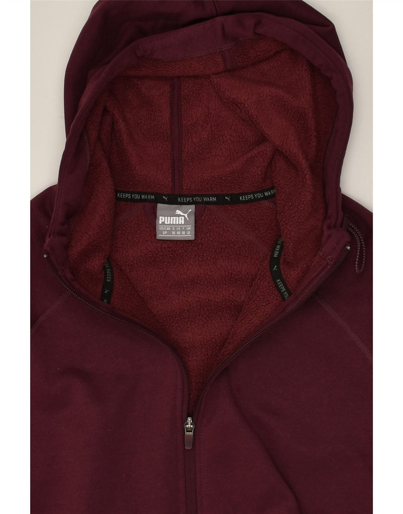 PUMA Womens Zip Hoodie Sweater UK 10 Small Burgundy Polyester | Vintage Puma | Thrift | Second-Hand Puma | Used Clothing | Messina Hembry 