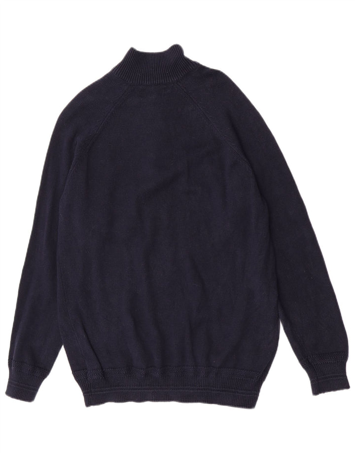 Marks & Spencer Mens Button Neck Jumper Sweater Medium Navy Blue