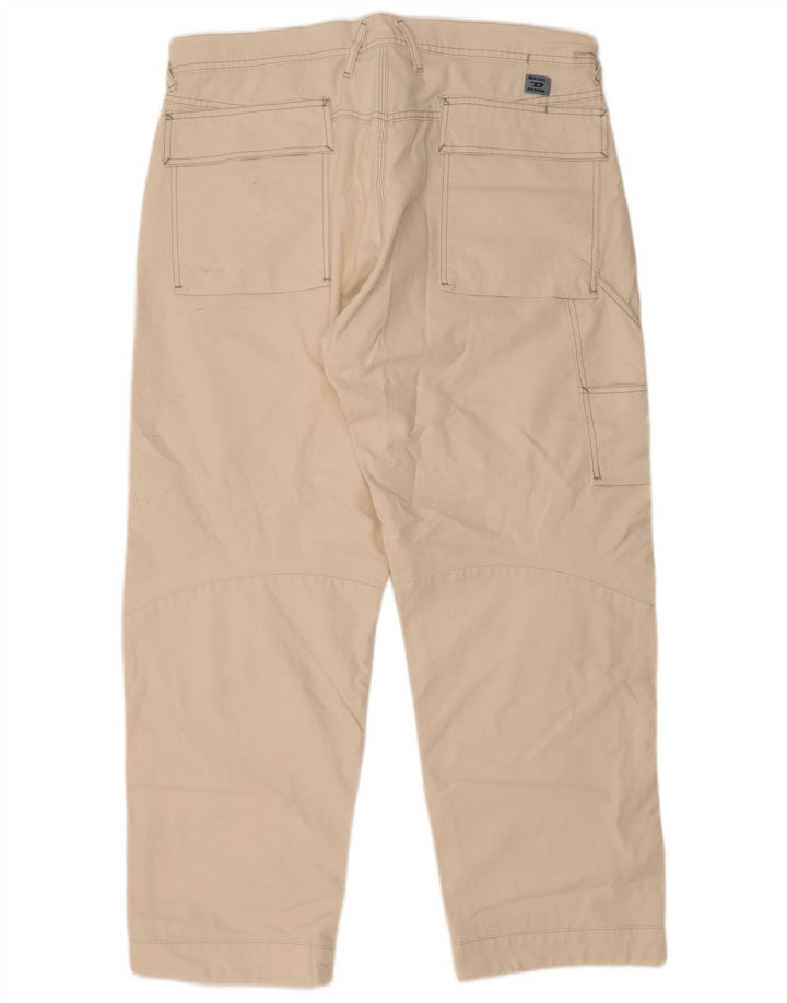 Diesel Mens Straight Cargo Trousers W38 L31 Off White Cotton