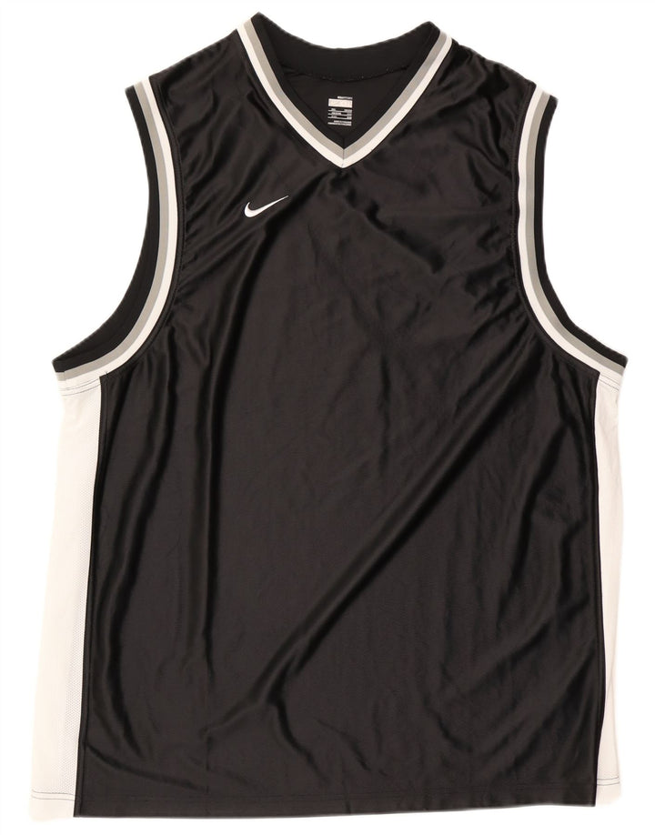 Nike Mens Vest Top UK 47/48 2XL Black Colourblock Polyester