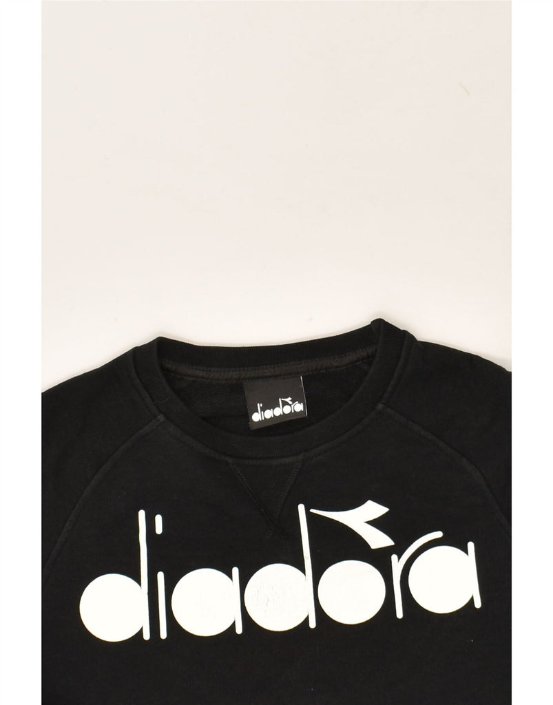 DIADORA Boys Graphic Sweatshirt Jumper 10-11 Years Black Cotton | Vintage Diadora | Thrift | Second-Hand Diadora | Used Clothing | Messina Hembry 