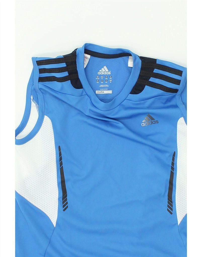 ADIDAS Boys Climacool Graphic Vest Top 11-12 Years Blue Colourblock | Vintage Adidas | Thrift | Second-Hand Adidas | Used Clothing | Messina Hembry 