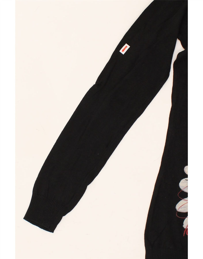 DESIGUAL Womens Boat Neck Jumper Sweater UK 14 Large Black Floral | Vintage Desigual | Thrift | Second-Hand Desigual | Used Clothing | Messina Hembry 