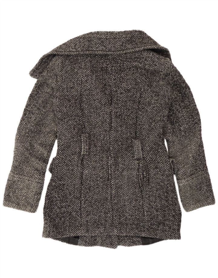 Zara Womens Overcoat UK 14 Medium Grey Herringbone