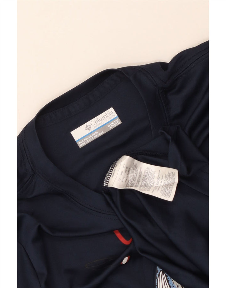 Columbia Boys Graphic T-Shirt Top 10-11 Years Medium Navy Blue Polyester