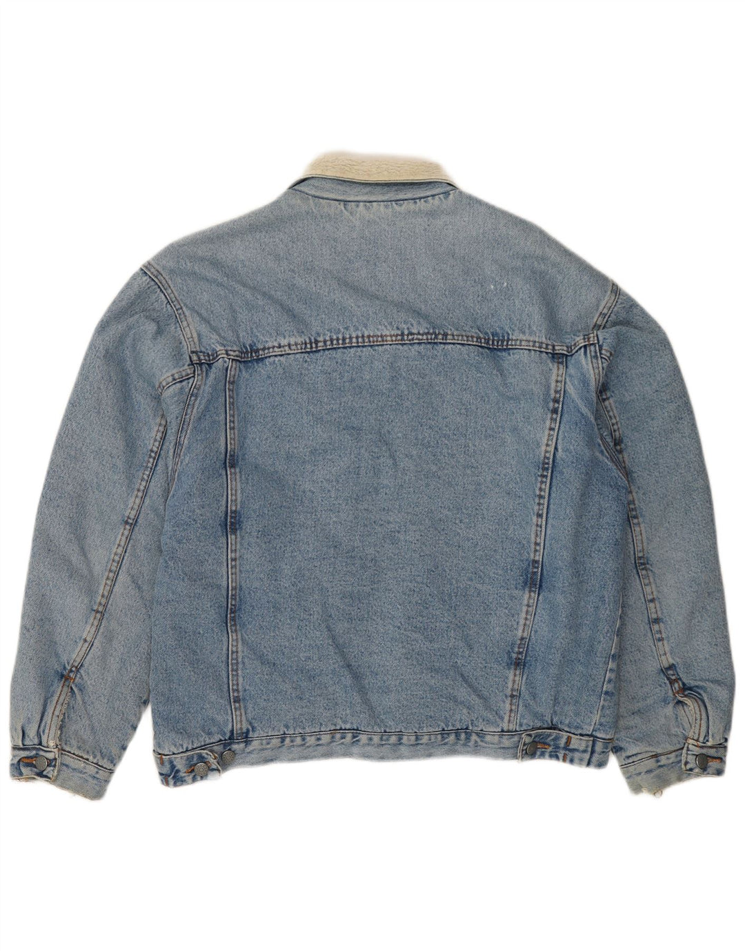 VINTAGE Mens Denim Sherpa Jacket UK 41 XL Blue Cotton