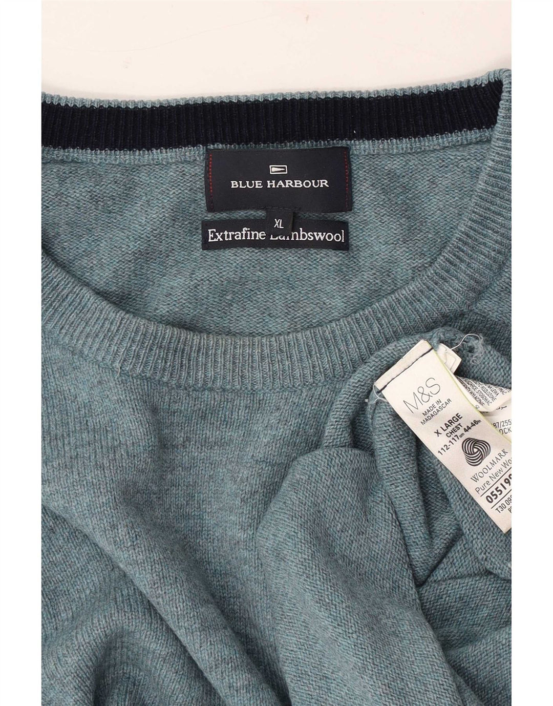Marks & Spencer Mens Blue Harbour Crew Neck Jumper Sweater XL Blue