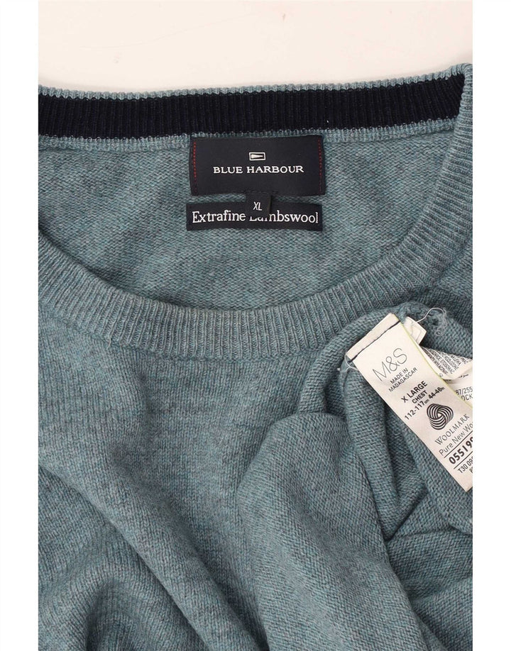 Marks & Spencer Mens Blue Harbour Crew Neck Jumper Sweater XL Blue