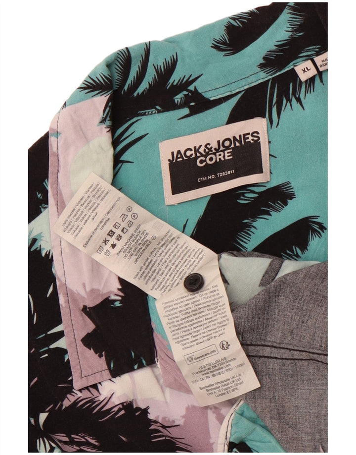 Jack & Jones Mens Short Sleeve Shirt XL Multicoloured Floral Hawaiian