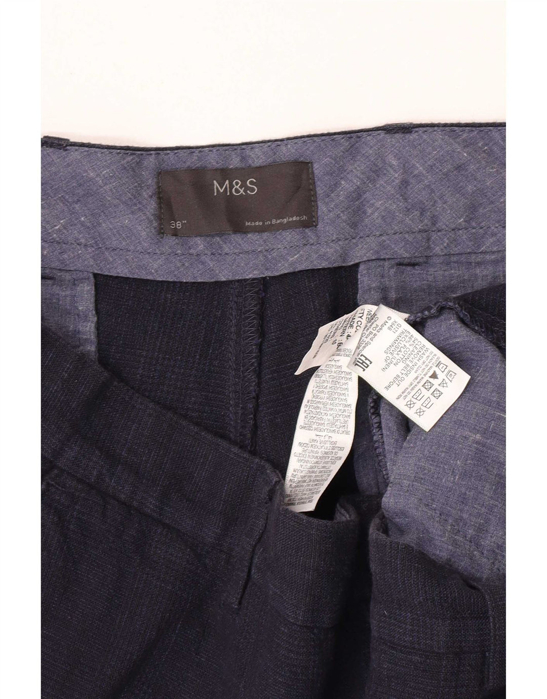Marks & Spencer Mens Chino Shorts W38 XL Navy Blue Cotton