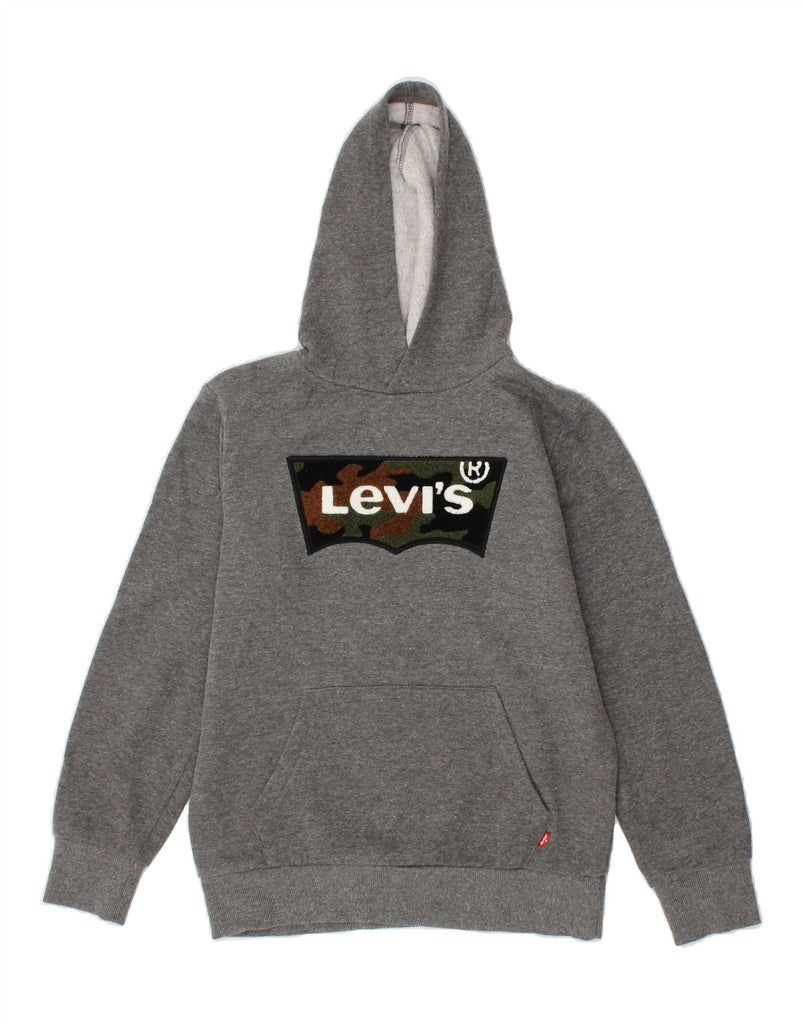 LEVI'S Boys Graphic Hoodie Jumper 13-14 Years Grey Cotton Vintage Levi's and Second-Hand Levi's from Messina Hembry 