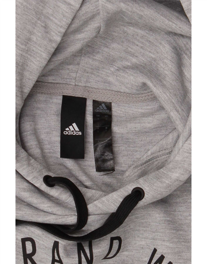 Adidas Mens Graphic Hoodie Jumper Small Grey Polyester
