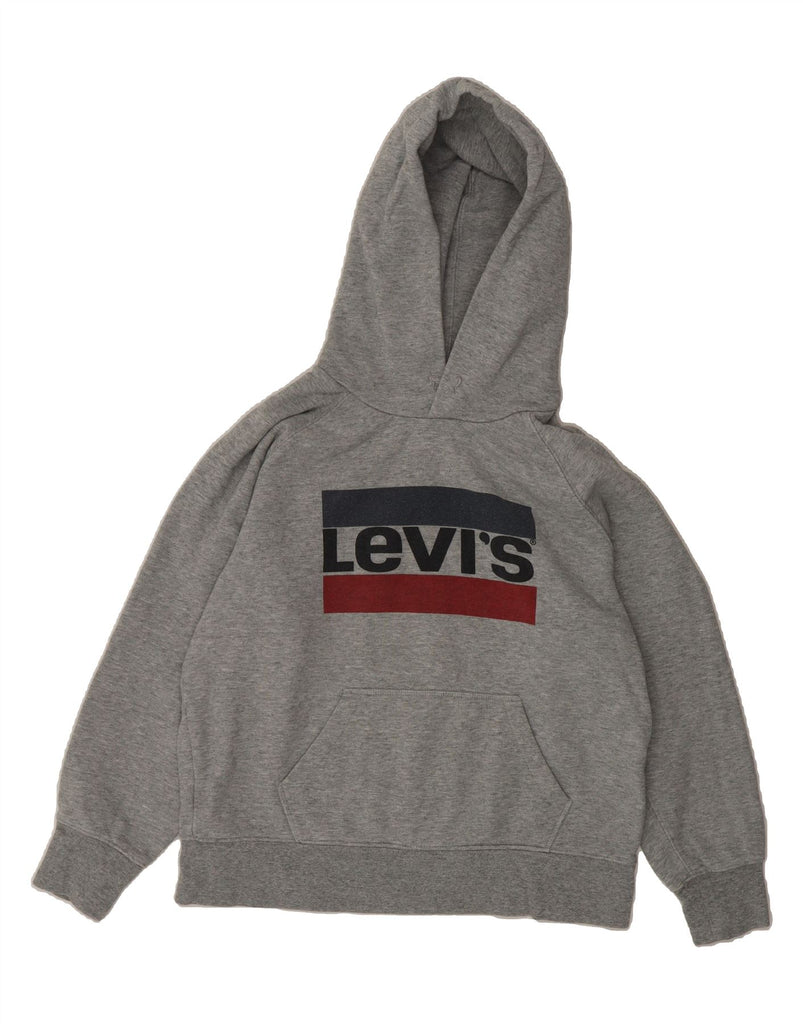 LEVI'S Womens Oversized Graphic Hoodie Jumper UK 10 Small Grey Cotton Vintage Levi's and Second-Hand Levi's from Messina Hembry 