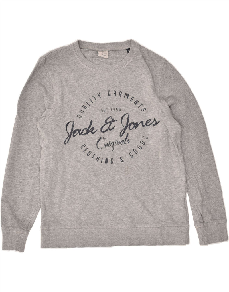 JACK & JONES Mens Graphic Sweatshirt Jumper Medium Grey Cotton | Vintage Jack & Jones | Thrift | Second-Hand Jack & Jones | Used Clothing | Messina Hembry 