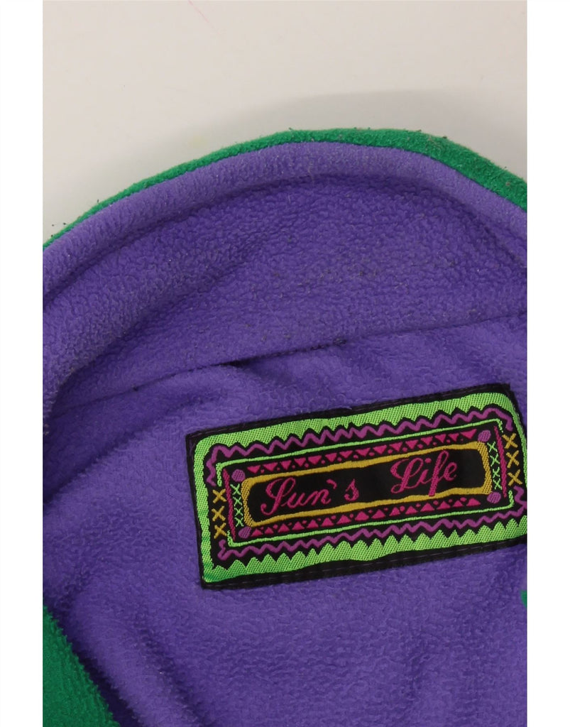 SUN'S LIFE Womens Zip Neck Fleece Jumper UK 20 2XL Purple Colourblock Vintage Sun's Life and Second-Hand Sun's Life from Messina Hembry 
