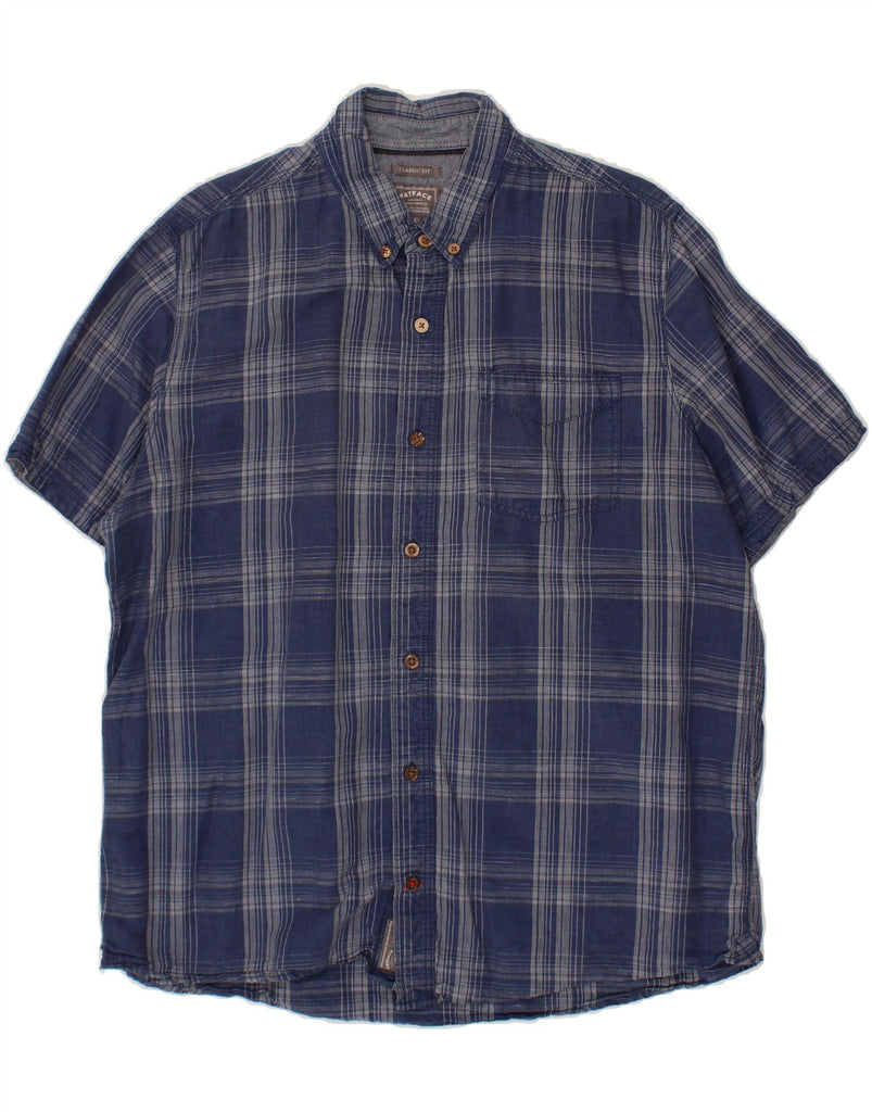 FAT FACE Mens Classic Fit Short Sleeve Shirt XL Navy Blue Check Vintage Fat Face and Second-Hand Fat Face from Messina Hembry 