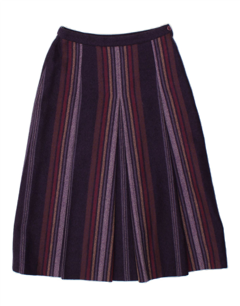 VINTAGE Womens A-Line Skirt EU 38 Medium W28 Purple Striped Merino Wool | Vintage Vintage | Thrift | Second-Hand Vintage | Used Clothing | Messina Hembry 