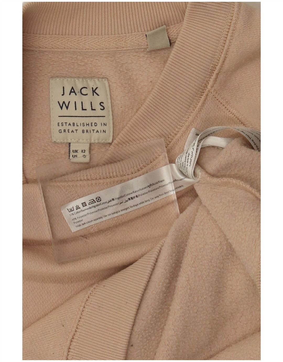 JACK WILLS Womens Sweatshirt Jumper UK 12 Medium Beige Cotton