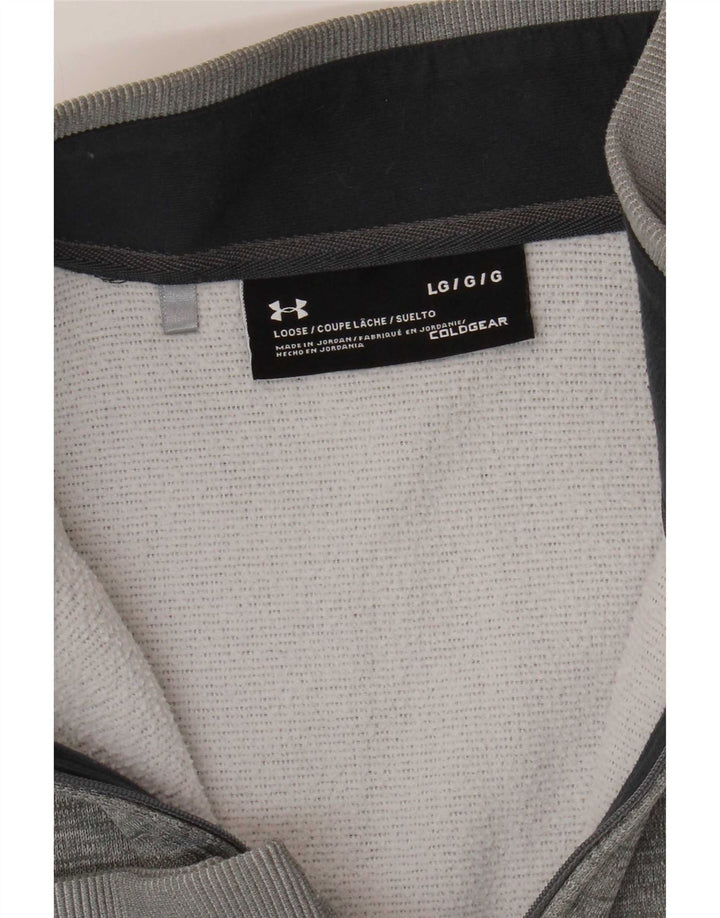 Under Armour Mens Cold Gear Zip Neck Sweatshirt Jumper Large Grey Flecked