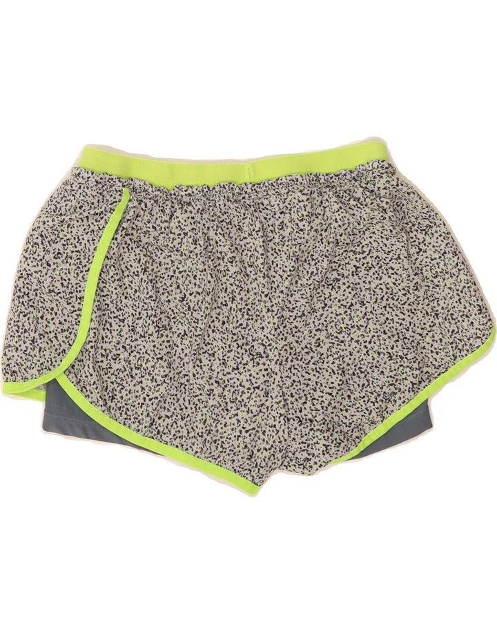 NIKE Womens Dri Fit Sport Shorts UK 14 Medium  Grey Spotted Spandex Vintage Nike and Second-Hand Nike from Messina Hembry 