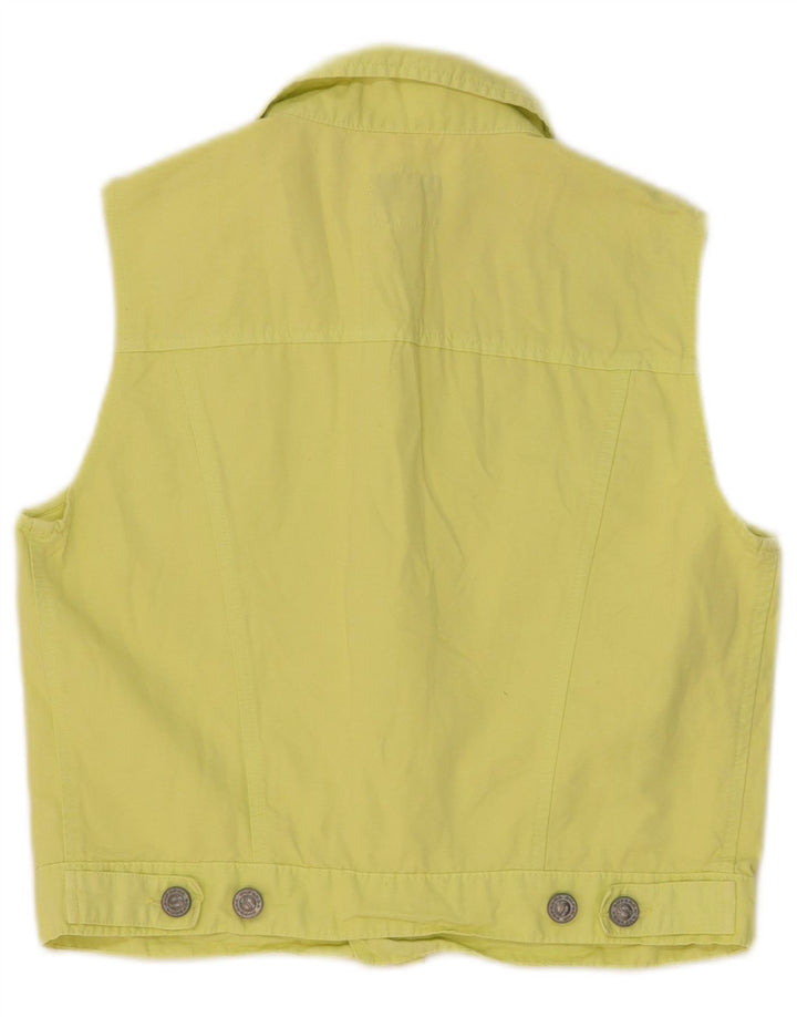 Superga Womens Crop Denim Gilet IT 44 Medium Yellow Cotton