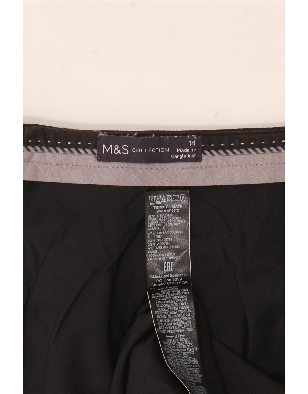 Marks & Spencer Womens Pencil Skirt UK 14 Large W32 Black Polyester