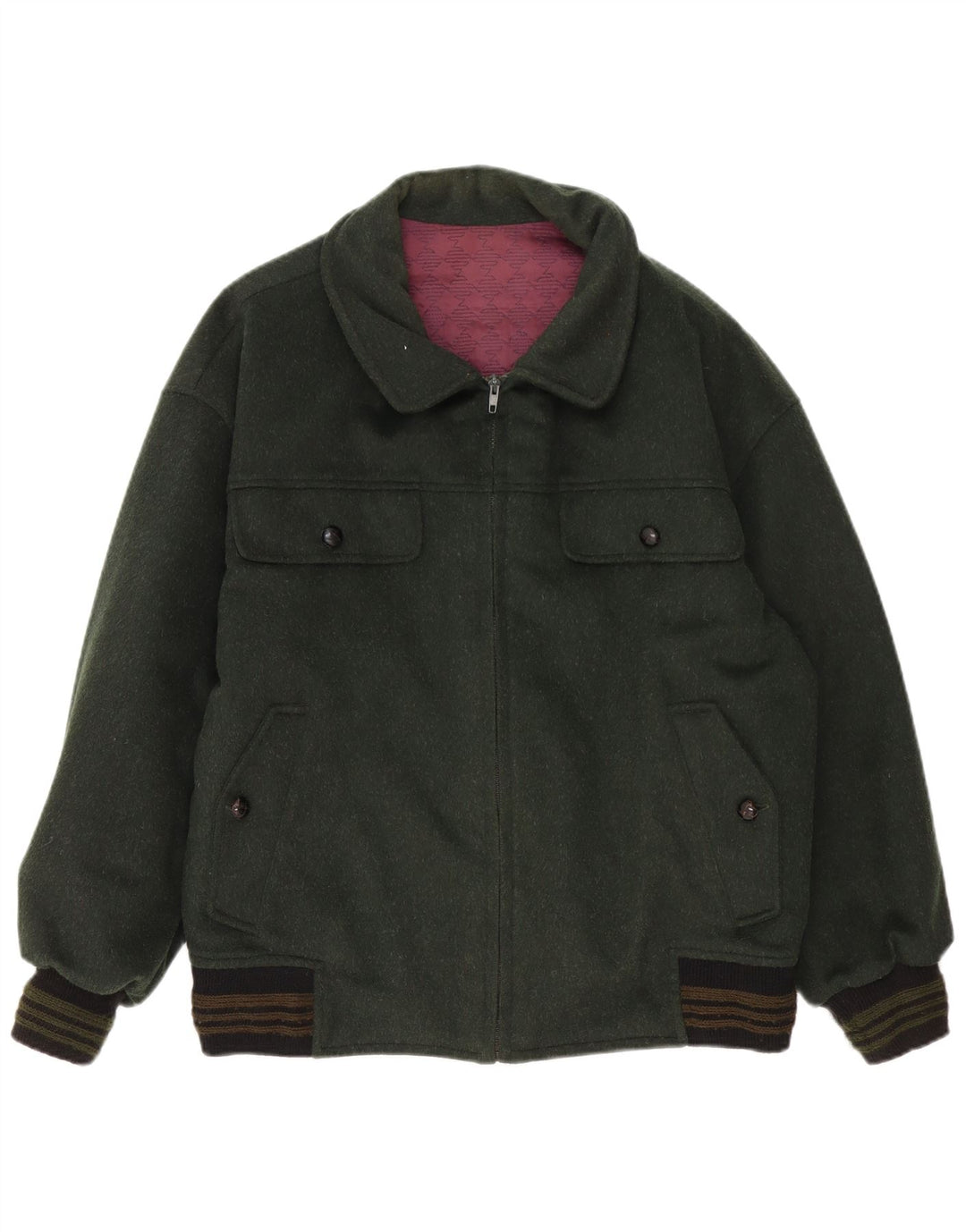 Vintage Mens Bomber Jacket UK 40 Large Green Colourblock