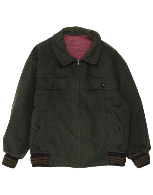 Vintage Mens Bomber Jacket UK 40 Large Green Colourblock