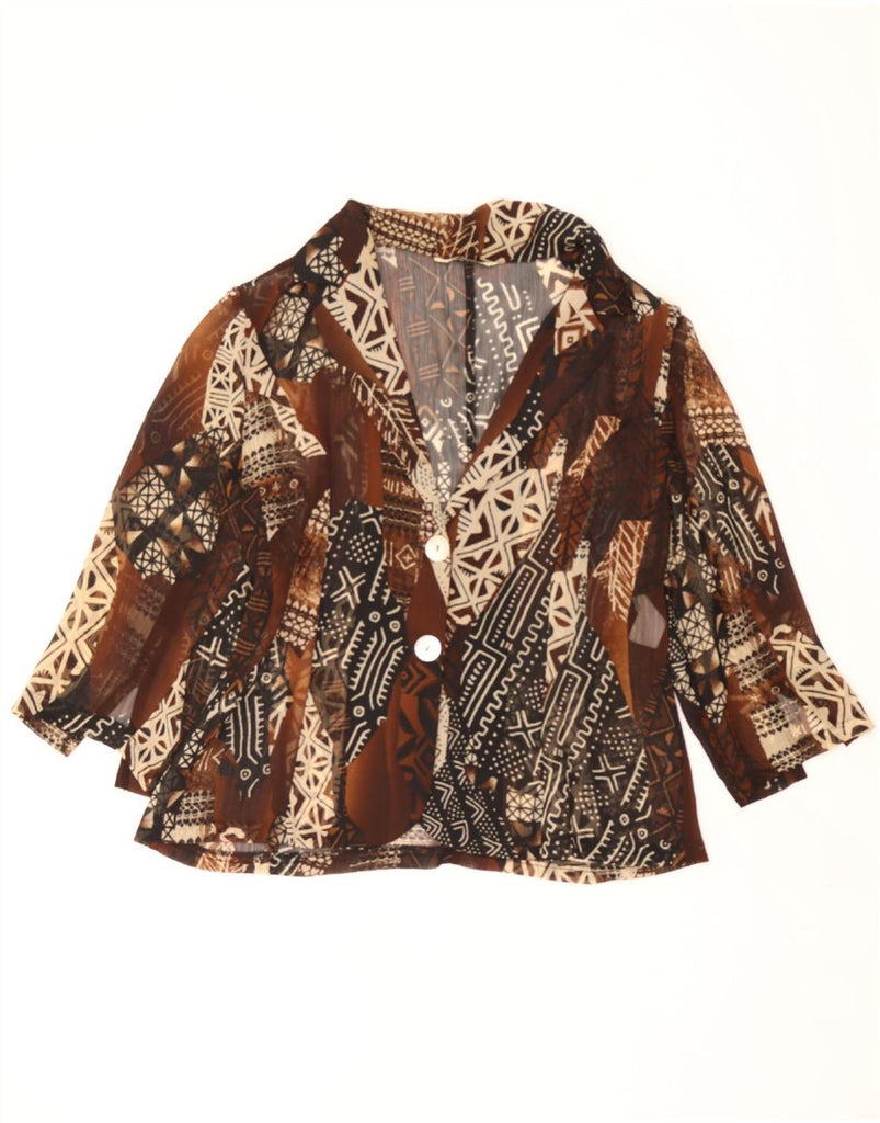 VINTAGE Womens See Through Shirt Blouse UK 20 2XL Brown Geometric Vintage Vintage and Second-Hand Vintage from Messina Hembry 