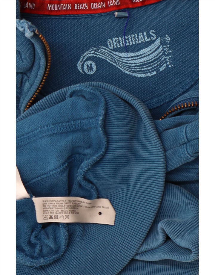 FAT FACE Mens Zip Neck Sweatshirt Jumper Medium Blue Cotton