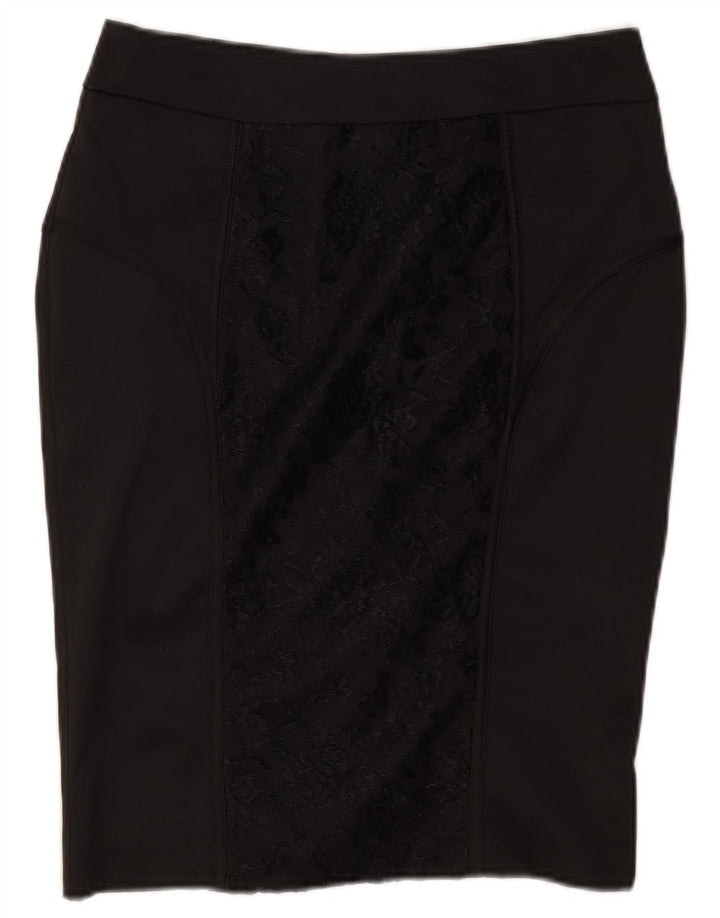 Dunnes Womens Pencil Skirt UK 8 Small W26  Black Floral Polyester