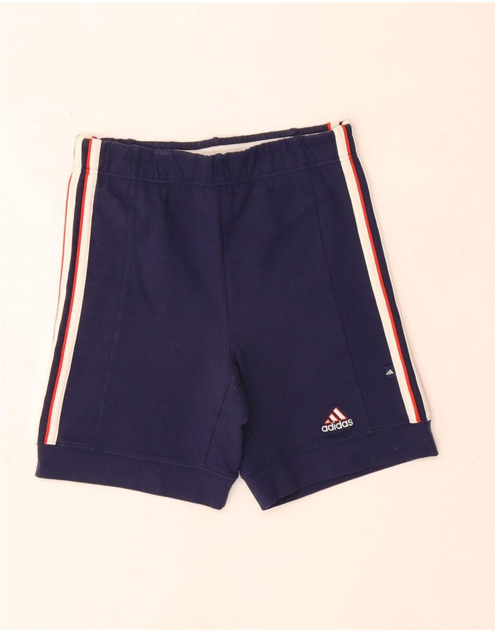 Adidas Womens Sport Shorts UK 12 Medium Navy Blue Cotton