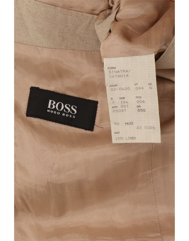 Hugo Boss Mens 2 Button Blazer Jacket EU 50 Large Beige Linen