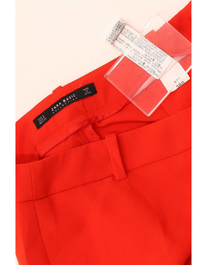 Zara Womens Bootcut Casual Trousers Small W26 L29 Red Polyester