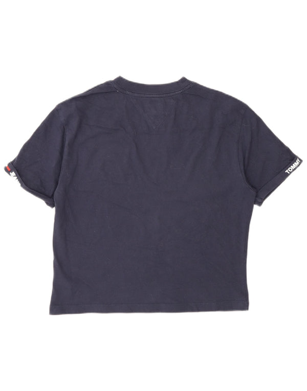 Tommy Hilfiger Womens Graphic T-Shirt Top UK 10 Small Navy Blue Cotton