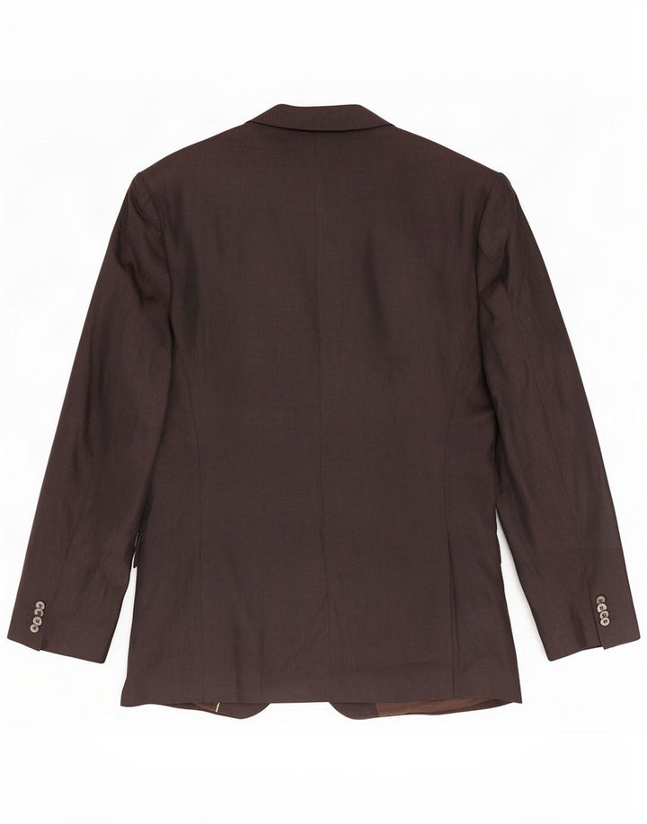 Massimo Dutti Mens 3 Button Blazer Jacket EU 56 XL Brown Linen