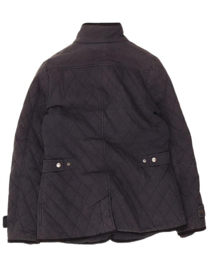 Crew Clothing Womens Quilted Jacket UK 12 Medium Navy Blue Cotton