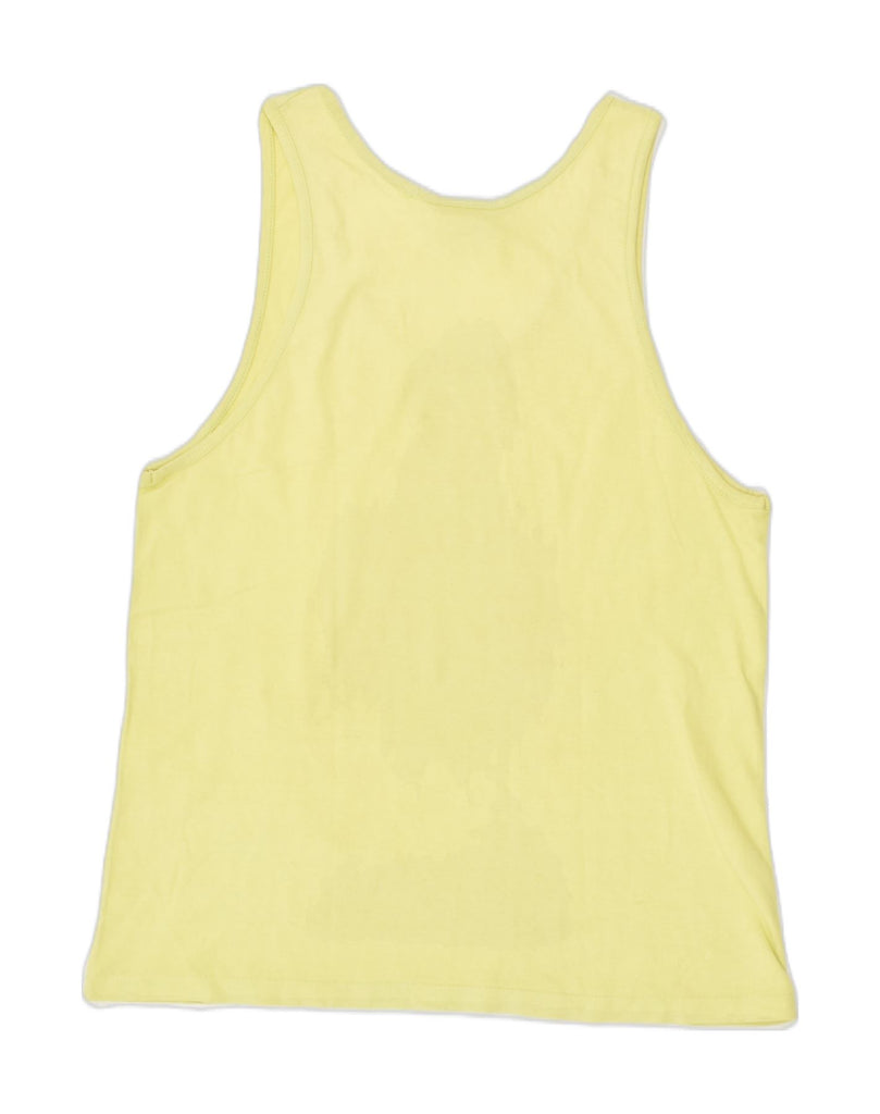 CHAMPION Womens Vest Top UK 12 Medium Yellow Cotton | Vintage Champion | Thrift | Second-Hand Champion | Used Clothing | Messina Hembry 