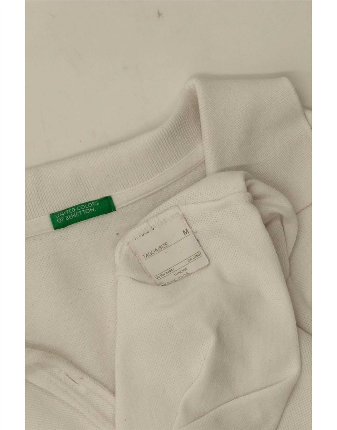 Benetton Womens Long Sleeve Polo Shirt UK 12 Medium White