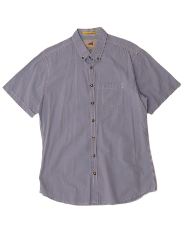 Camel Active Mens Fitted Short Sleeve Shirt Large Blue