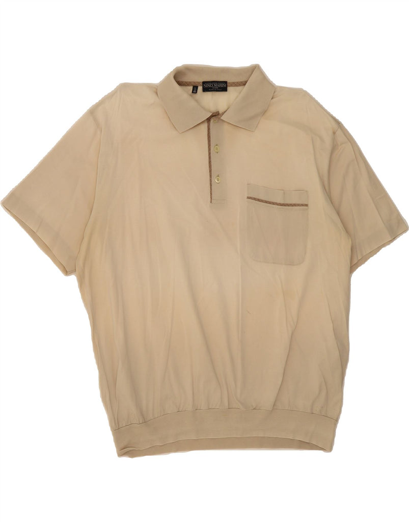 NINO MARINI Mens Classic Fit Polo Shirt IT 50 Medium Beige Cotton Vintage Nino Marini and Second-Hand Nino Marini from Messina Hembry 