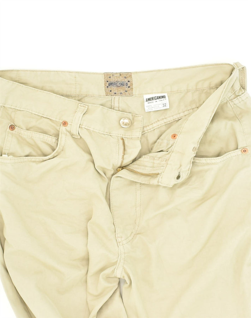 AMERICANINO Mens Straight Casual Trousers W32 L30 Beige Cotton | Vintage Americanino | Thrift | Second-Hand Americanino | Used Clothing | Messina Hembry 